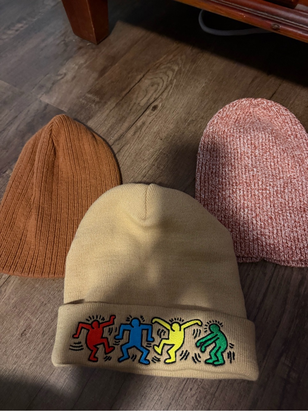 Bundle of three beanies- Keith Haring embroidered on one